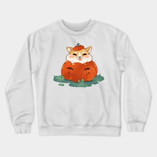 Cute dog in carved pumpkin Crewneck Sweatshirt